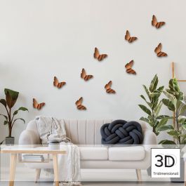 ADHESIVE 3D BUTTERFLY SHAPES BRONZE 32X12CM