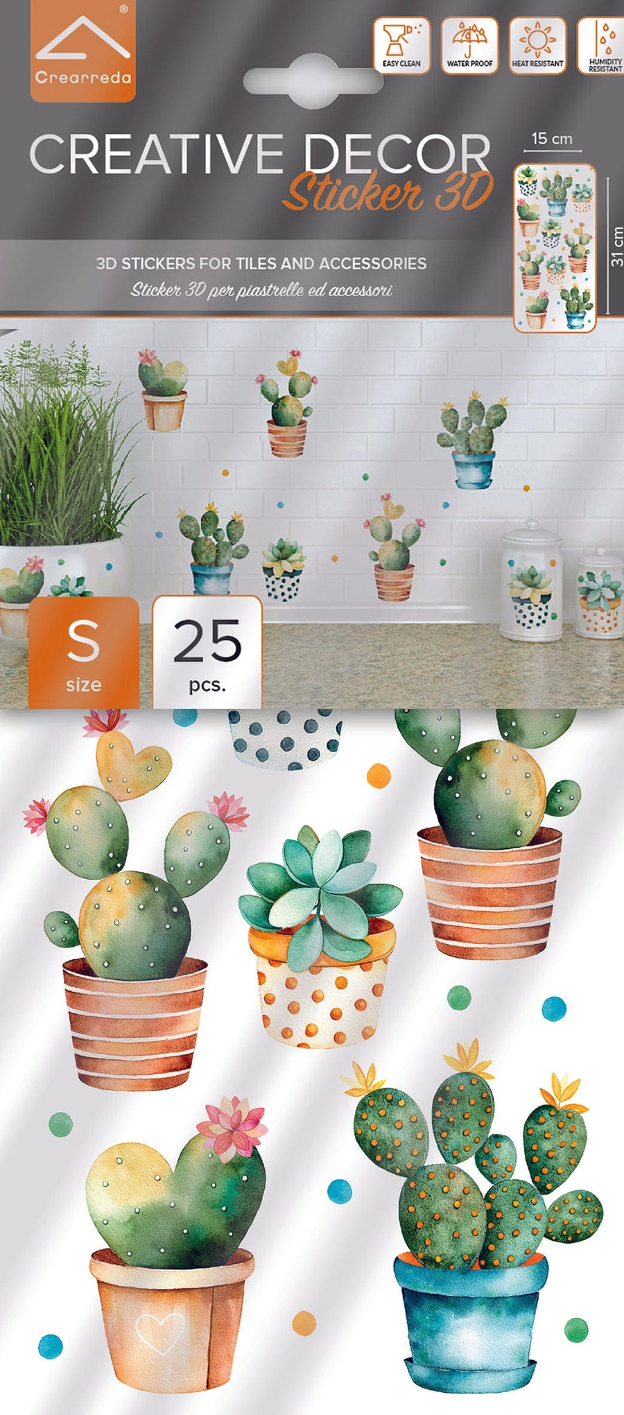 Bricocenter CACTUS CERAMIC STICKER 15.5X34