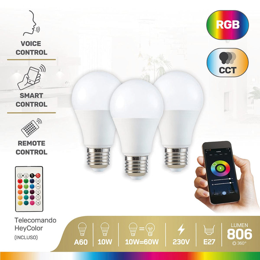 3 LED BULBS SMART FROSTED DROP E27=50W 800LM RGB CCT