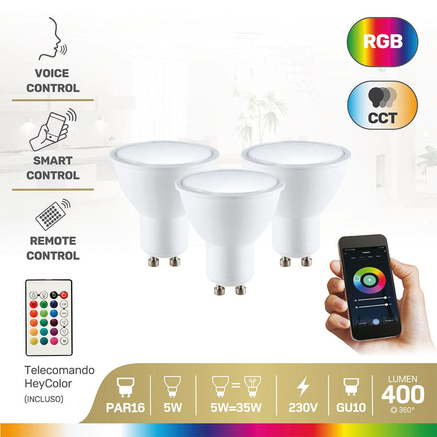 3 LED BULBS SMART GU10=35W 400 LM RGB CCT