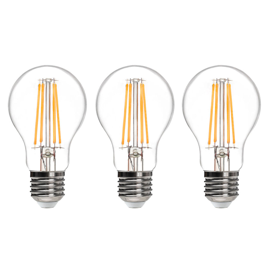 3 E27 LED bulbs = 70W, clear teardrop shape, warm white