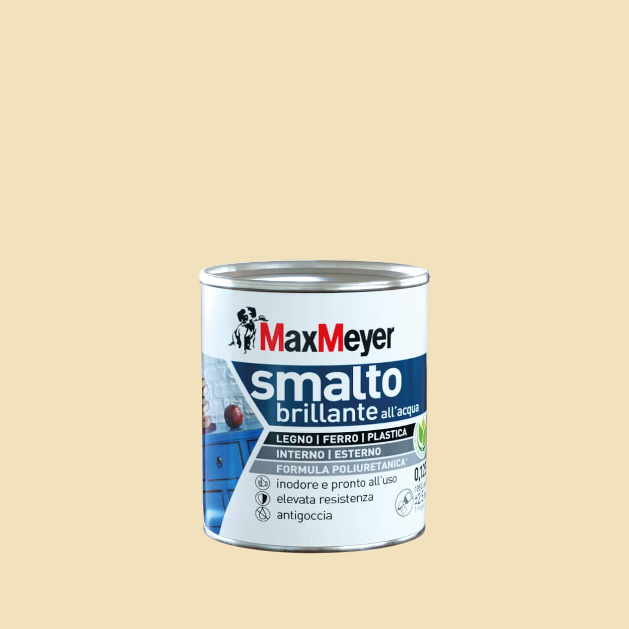 Bricocenter 125 ML BRILLIANT CREAM-WHITE POLYURETHANE WATER ENAMEL