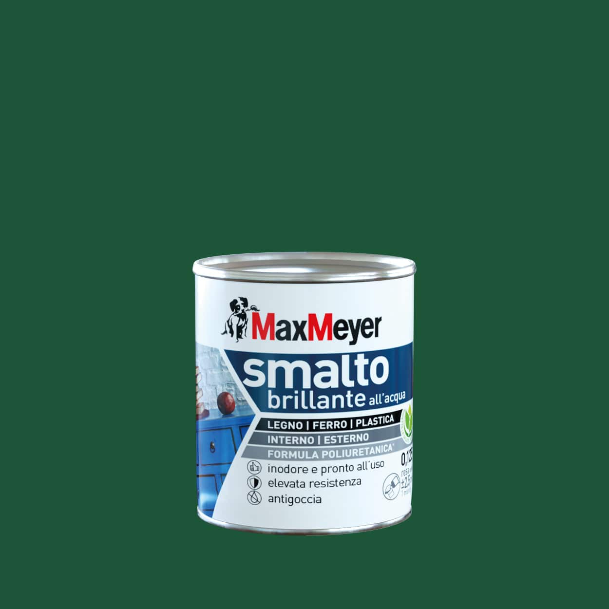 DARK GREEN BRILLIANT POLYURETHANE WATER-BASED ENAMEL 125 ML