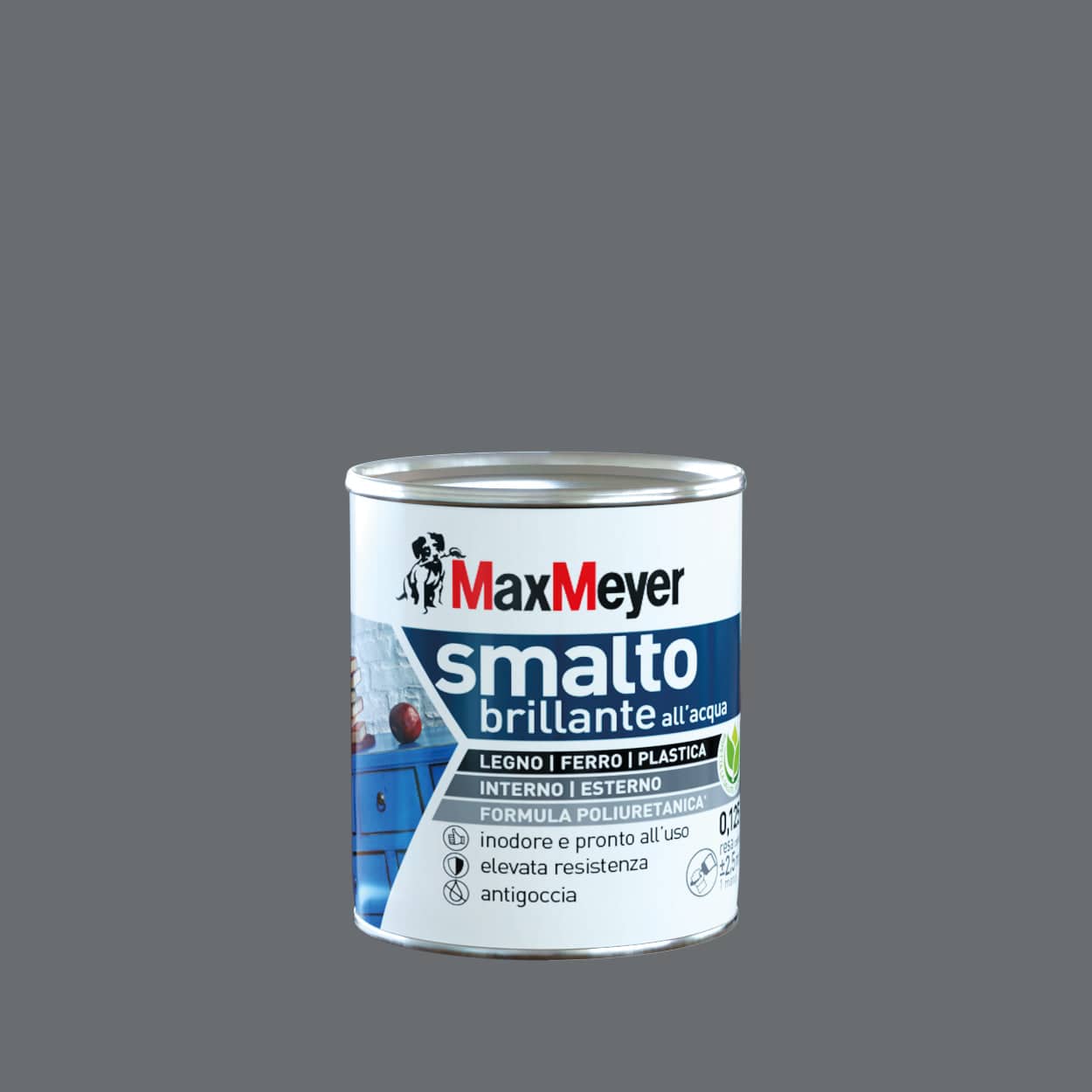 Bricocenter 125 ML BRILLIANT SMOKE-GREY POLYURETHANE WATER ENAMEL