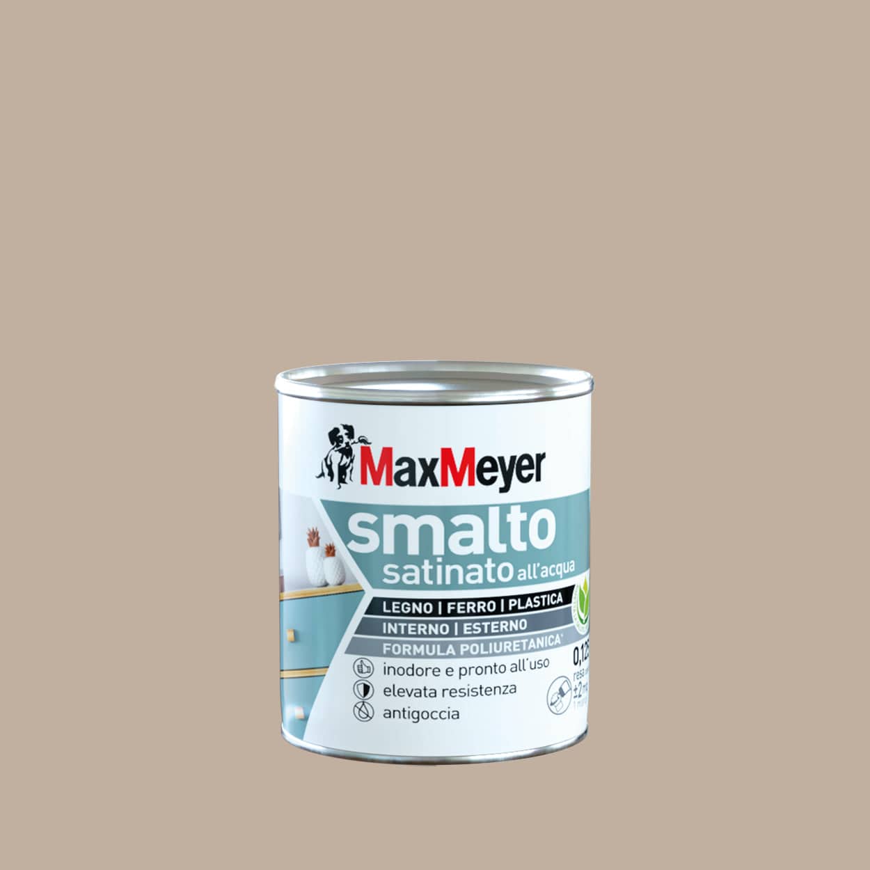 Bricocenter SATIN DOVE GREY POLYURETHANE WATER ENAMEL 125 ML