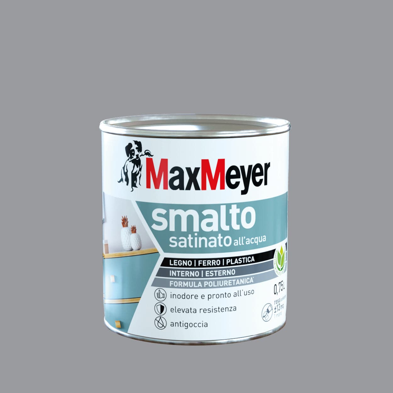 Bricocenter STONE GREY SATIN POLYURETHANE WATER ENAMEL 750 ML