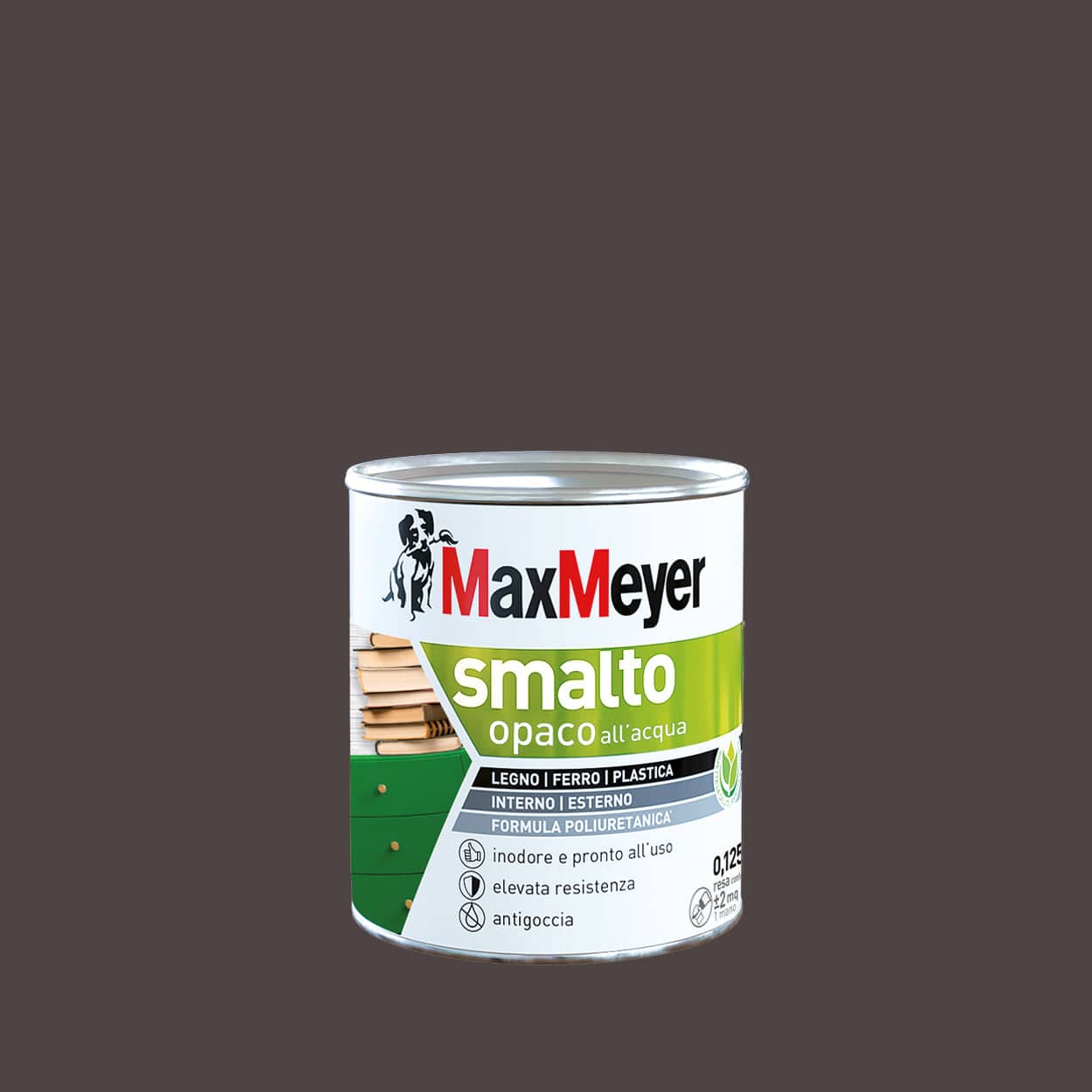 Bricocenter POLYURETHANE WATER-BASED ENAMEL BROWN MATT 125 ML