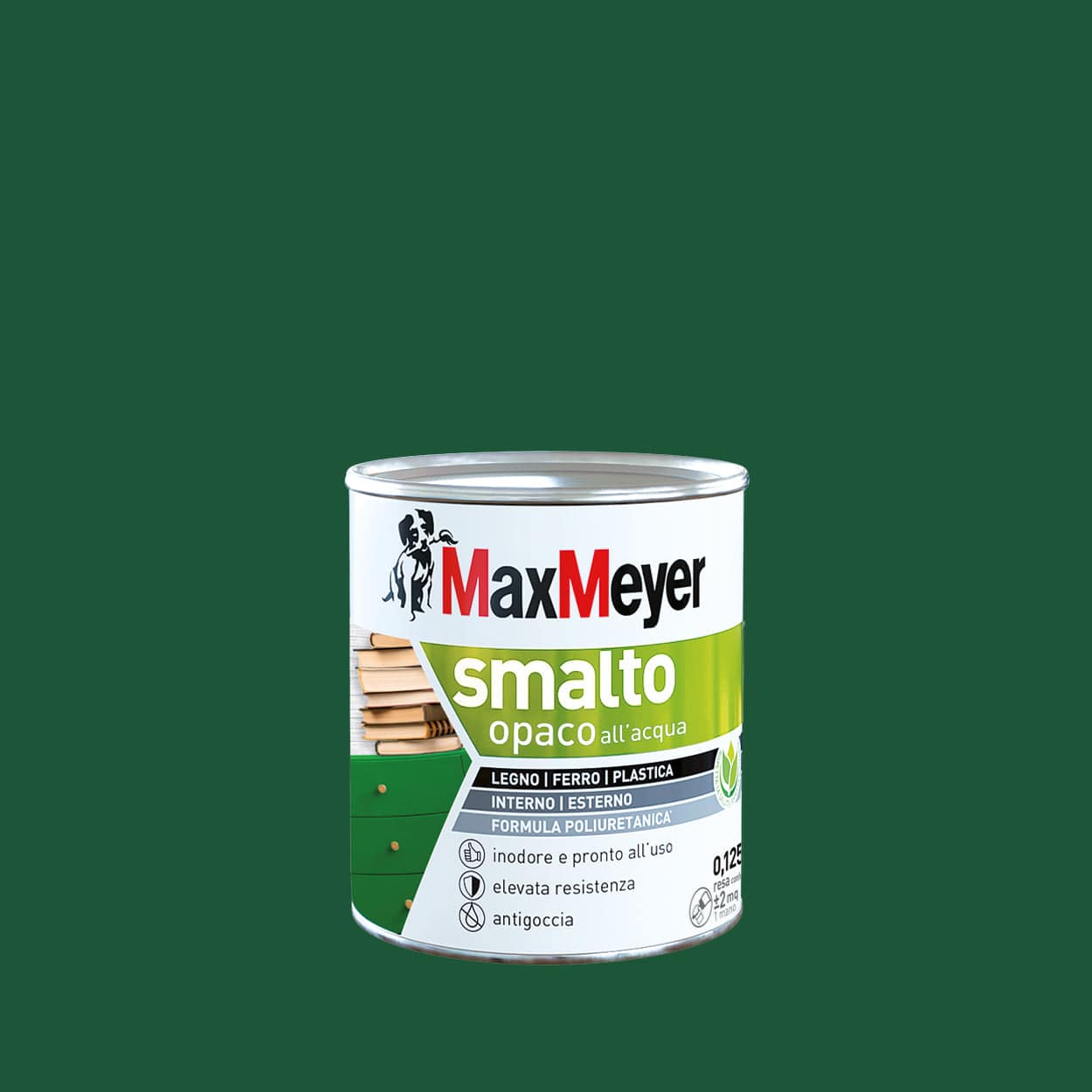 Bricocenter POLYURETHANE WATER-BASED ENAMEL DARK GREEN MATT 125 ML