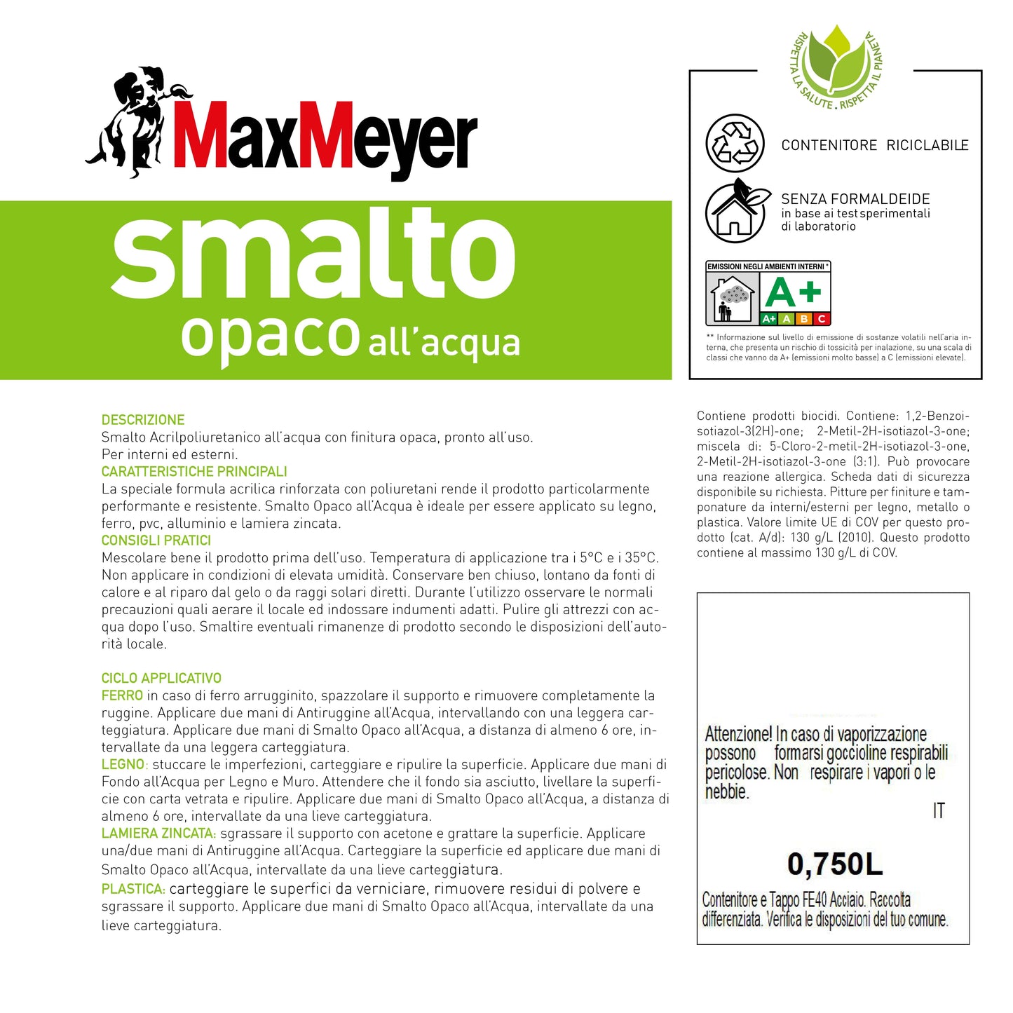 Bricocenter POLYURETHANE WATER-BASED ENAMEL CREAM-WHITE MATT 750 ML