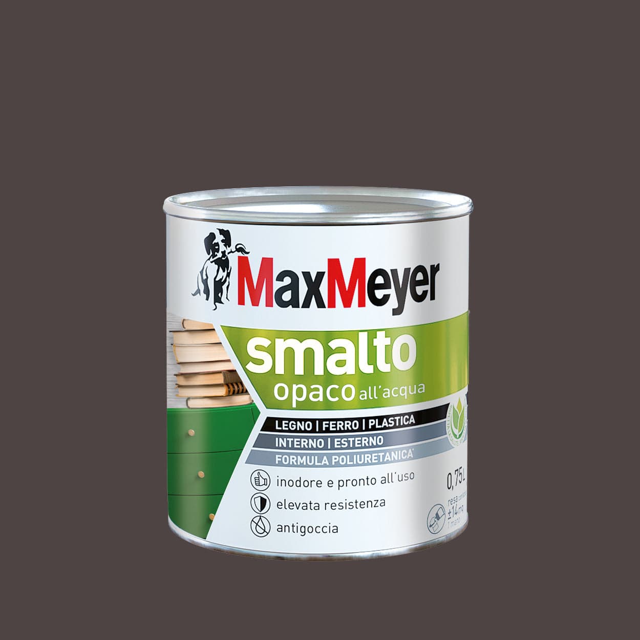 Bricocenter POLYURETHANE WATER-BASED ENAMEL BROWN MATT 750 ML