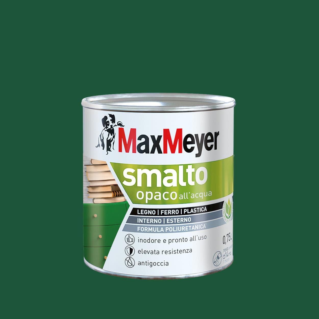 Bricocenter POLYURETHANE WATER-BASED ENAMEL DARK GREEN MATT 750 ML