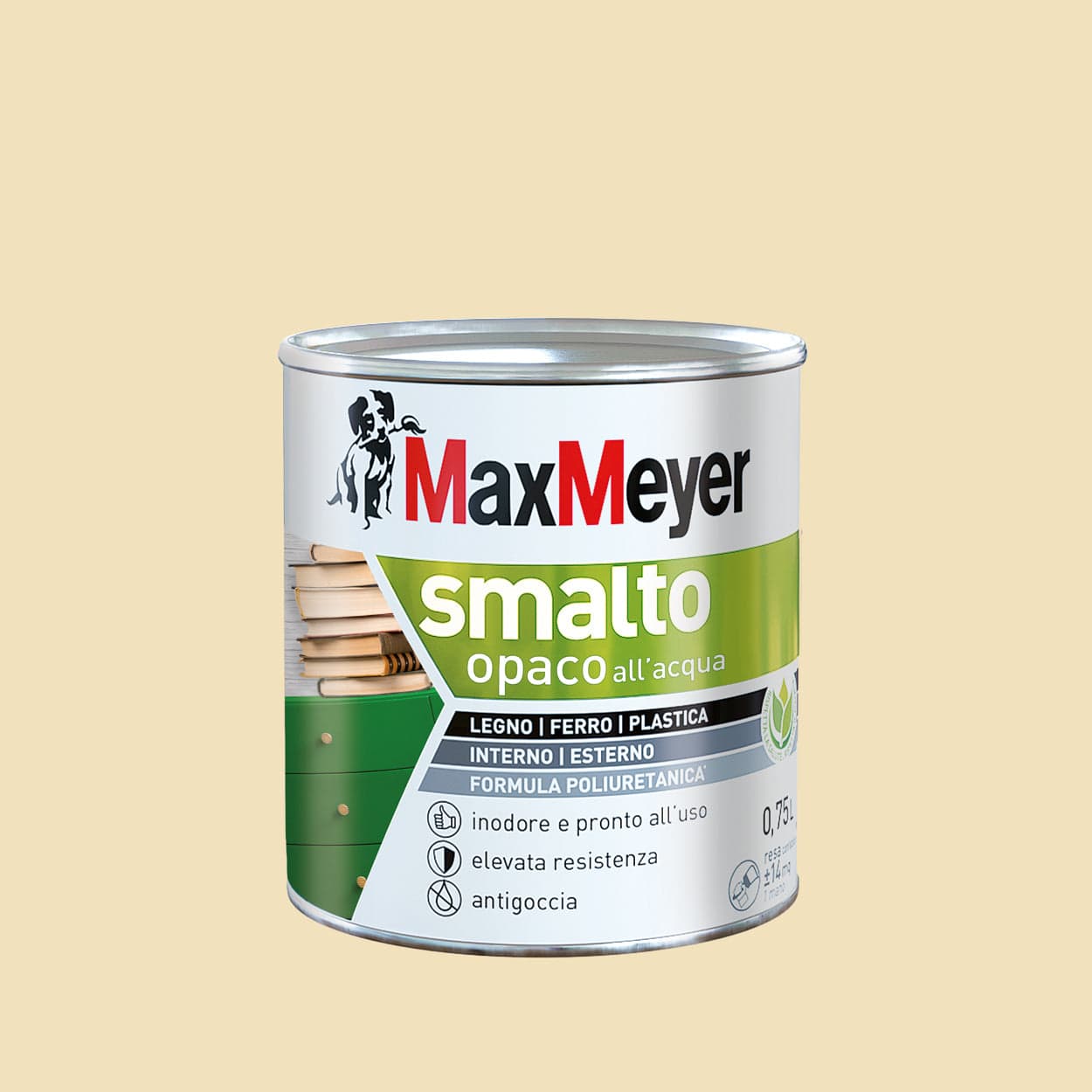 POLYURETHANE WATER-BASED ENAMEL CREAM-WHITE MATT 750 ML