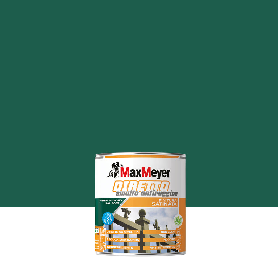 Smalto acqua antiruggine verde muschio satinato r6005 mm 750ml