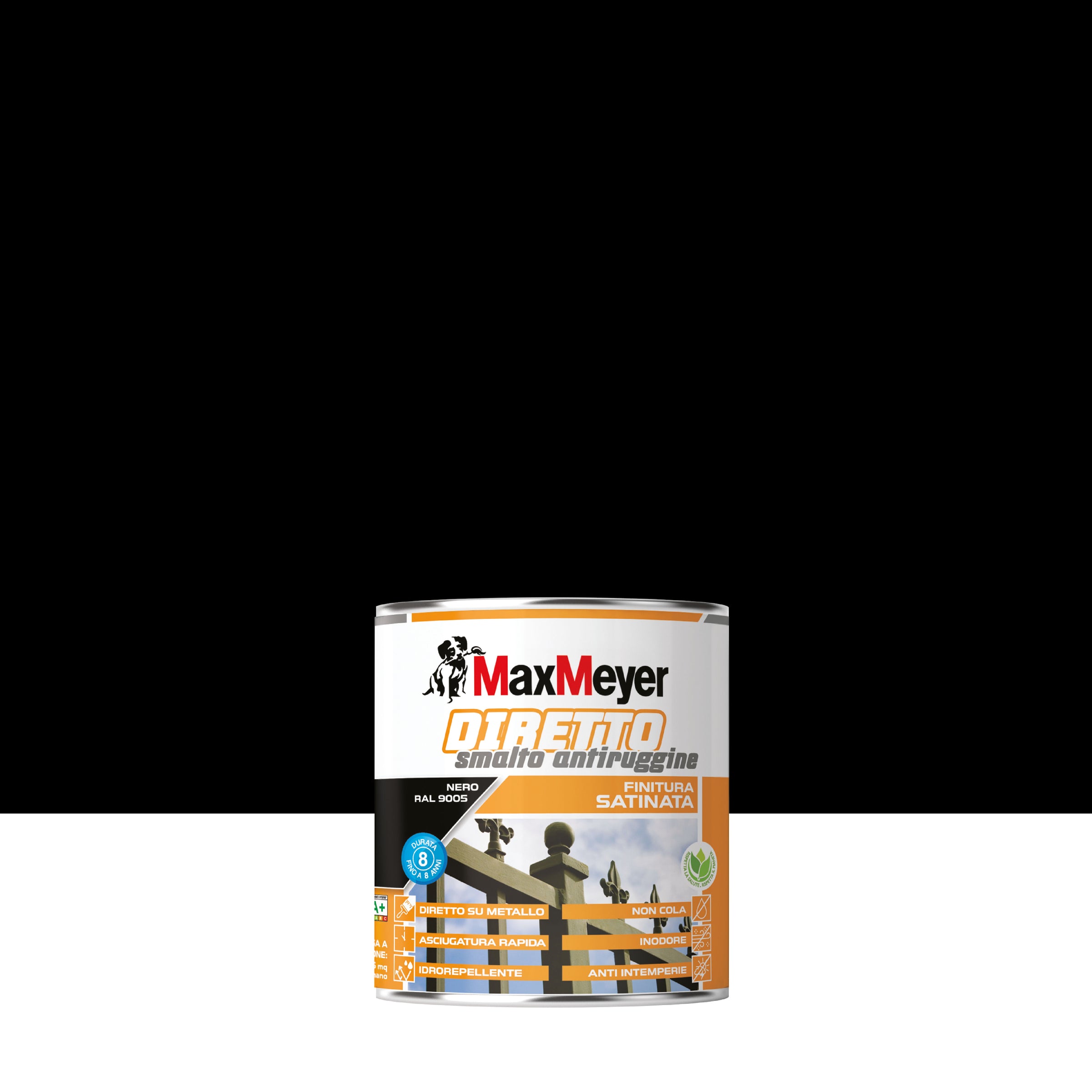 Rust-proof water-based enamel, satin black, R9005, 750ml