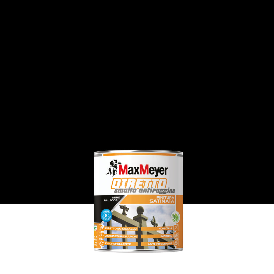Smalto acqua antiruggine nero satinato r9005 mm 750ml