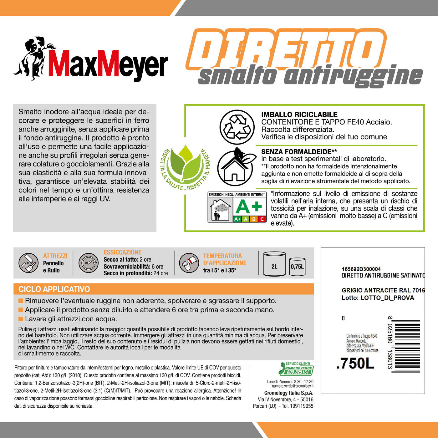 Smalto acqua antiruggine grigio antracite satinato r7016 mm 750ml