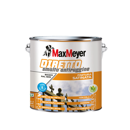 Rust-proof water-based enamel, satin white, R9010, 2 litres