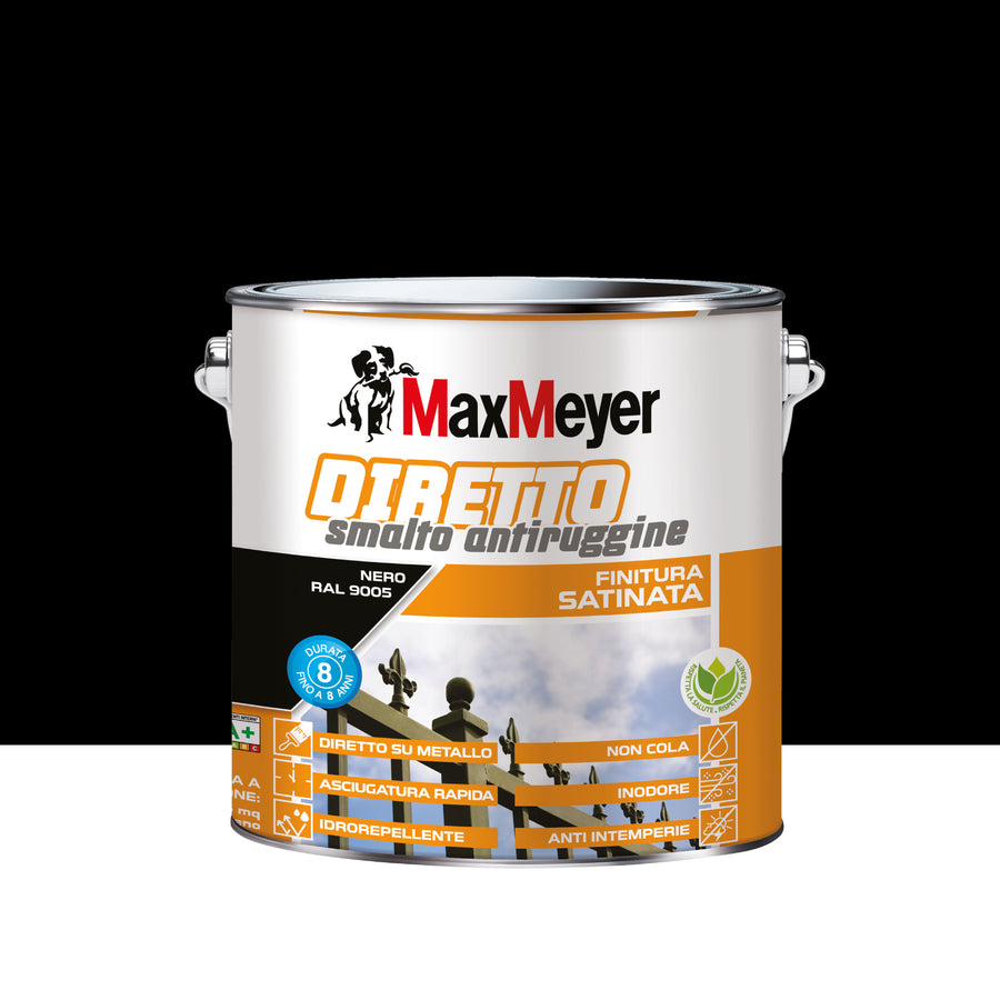 Smalto acqua antiruggine nero satinato r9005 mm 2lt