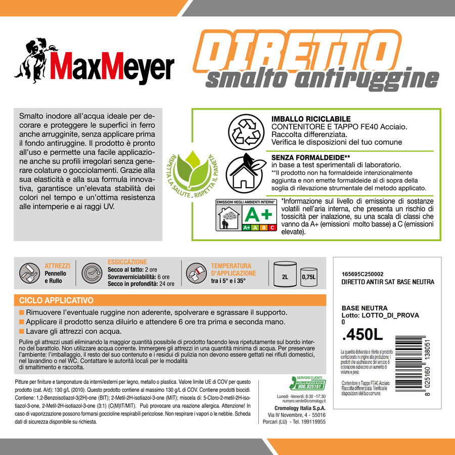 Base smalto acqua antiruggine satinato neutra 0,45lt