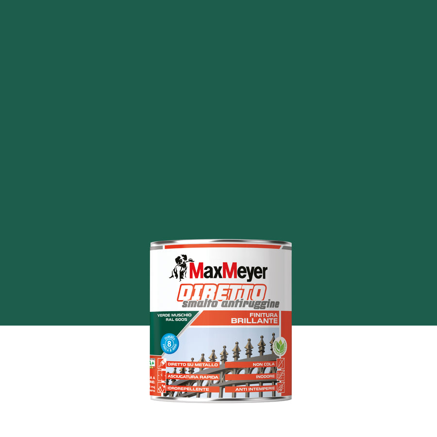 Smalto acqua antiruggine verde muschio brillante r6005 mm 750ml