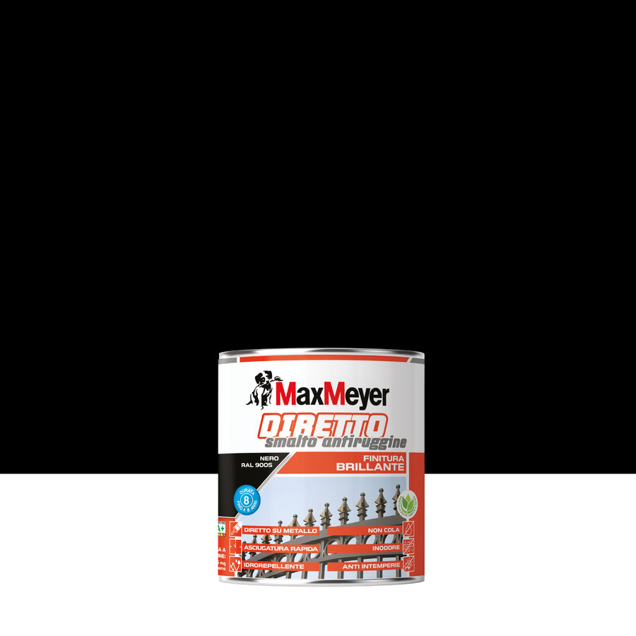 Smalto acqua antiruggine nero brillante r9005 mm 750ml