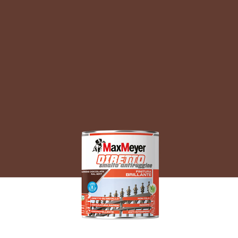 Smalto acqua antiruggine marrone cioccolato brillante r8017 mm 750ml