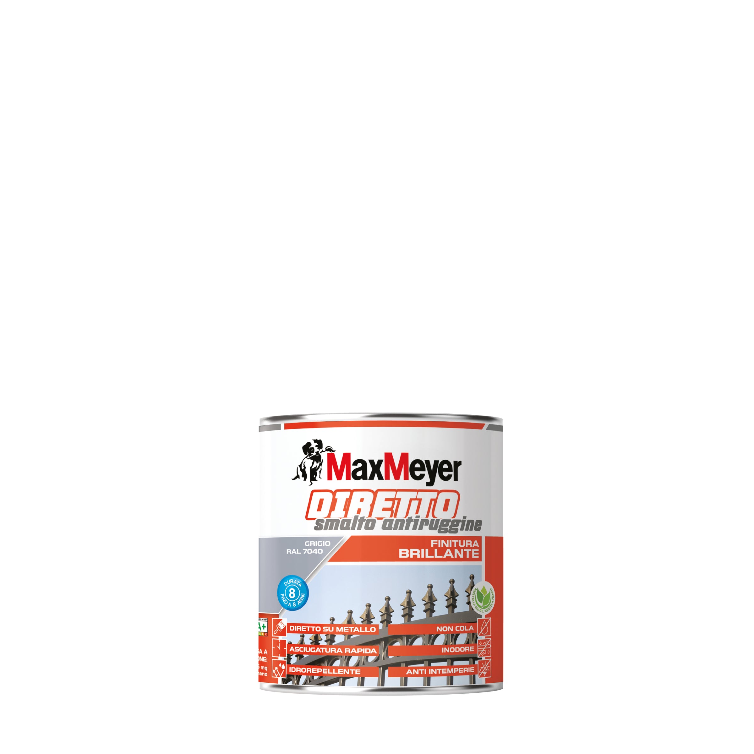 Glossy grey anti-rust water-based enamel R7040, 750ml