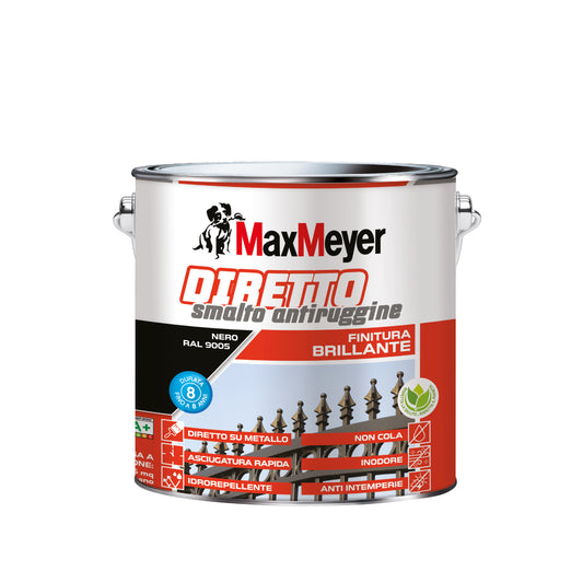 Glossy black water-based anti-rust enamel R9005, 2 litres
