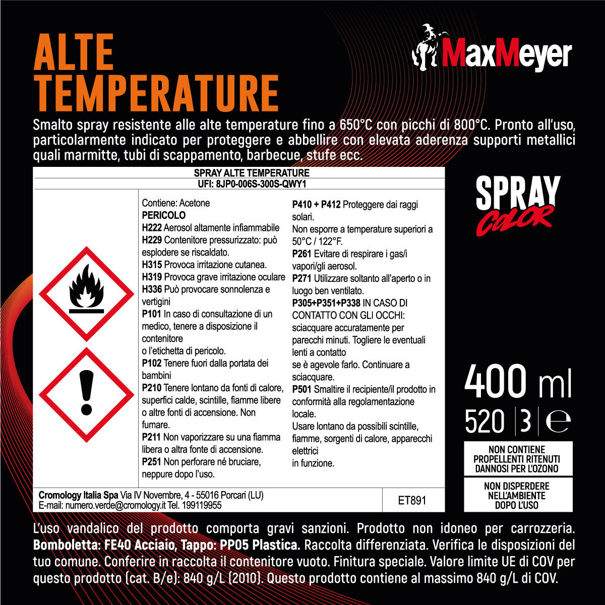 Black high-temperature spray R9005 400ml