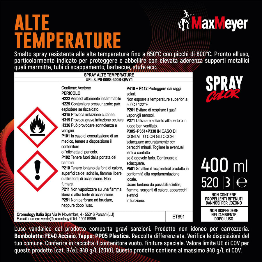 Spray alte temperature nero r9005 400ml
