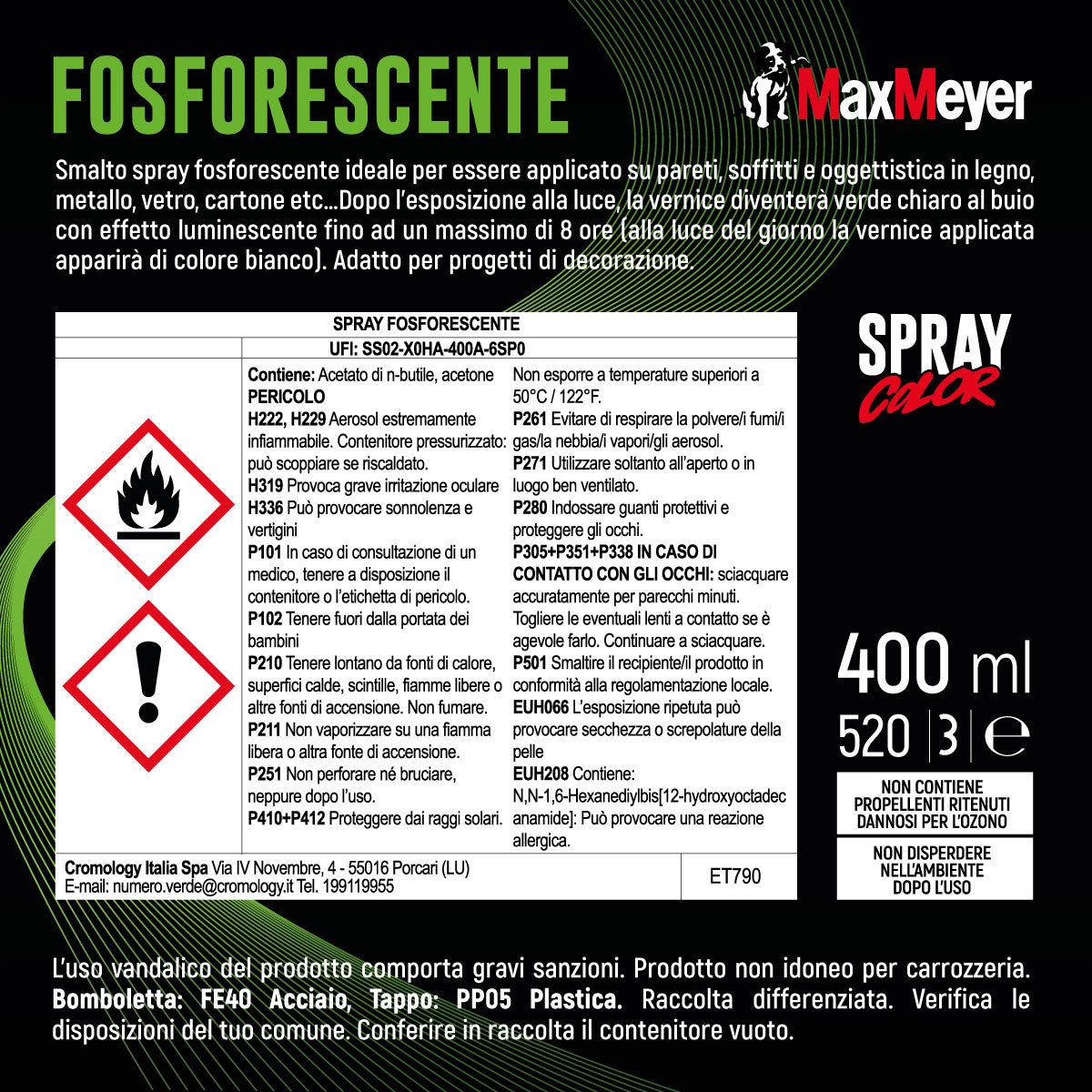GREEN PHOSPHORESCENT SPRAY 400ML