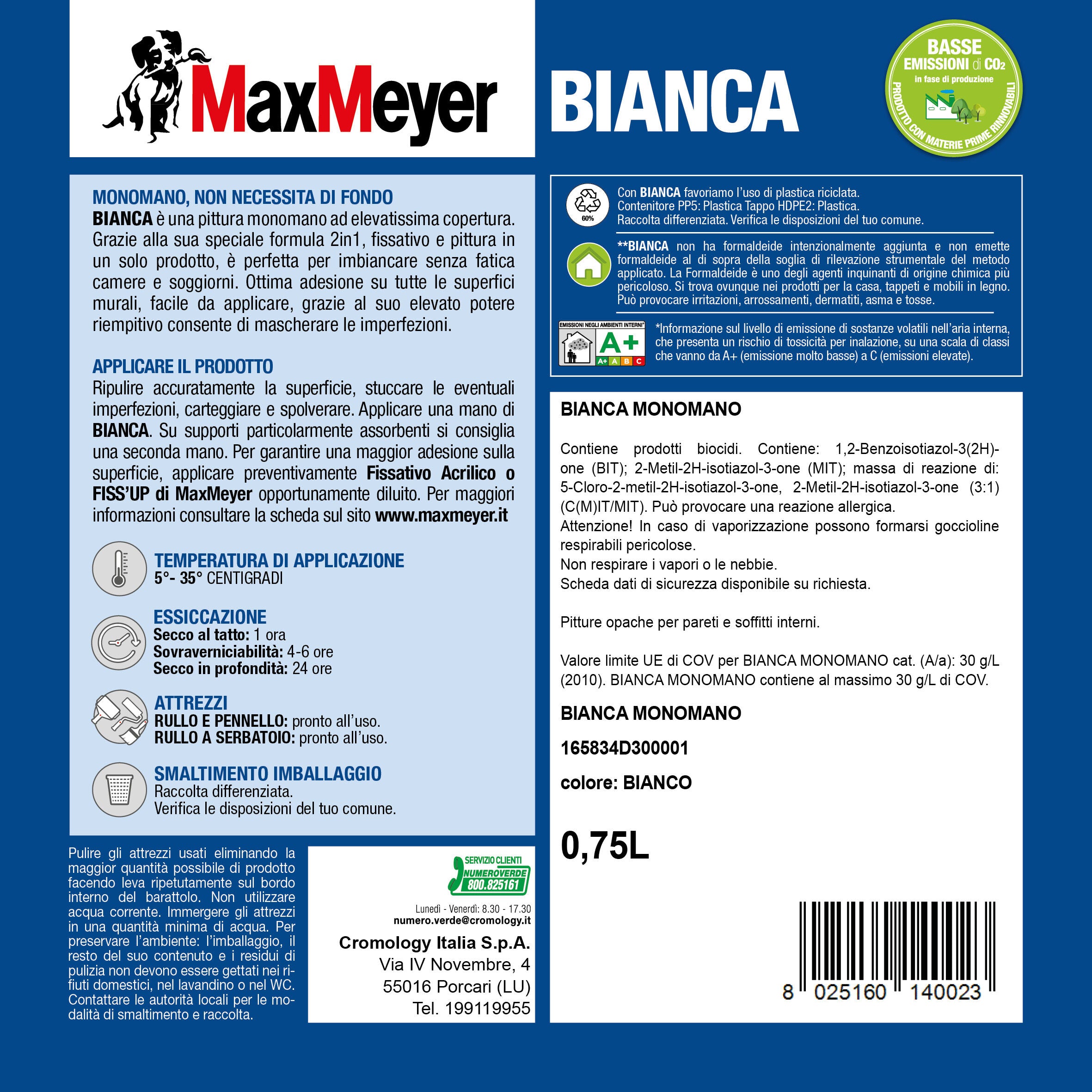 La Bianca BMB 750ml single-component washable white paint