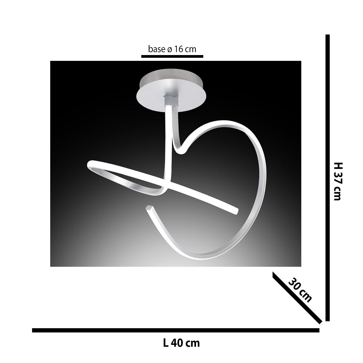 KILEY ALUMINIUM CEILING LAMP SILVER D40 CM LED 39W NATURAL LIGHT