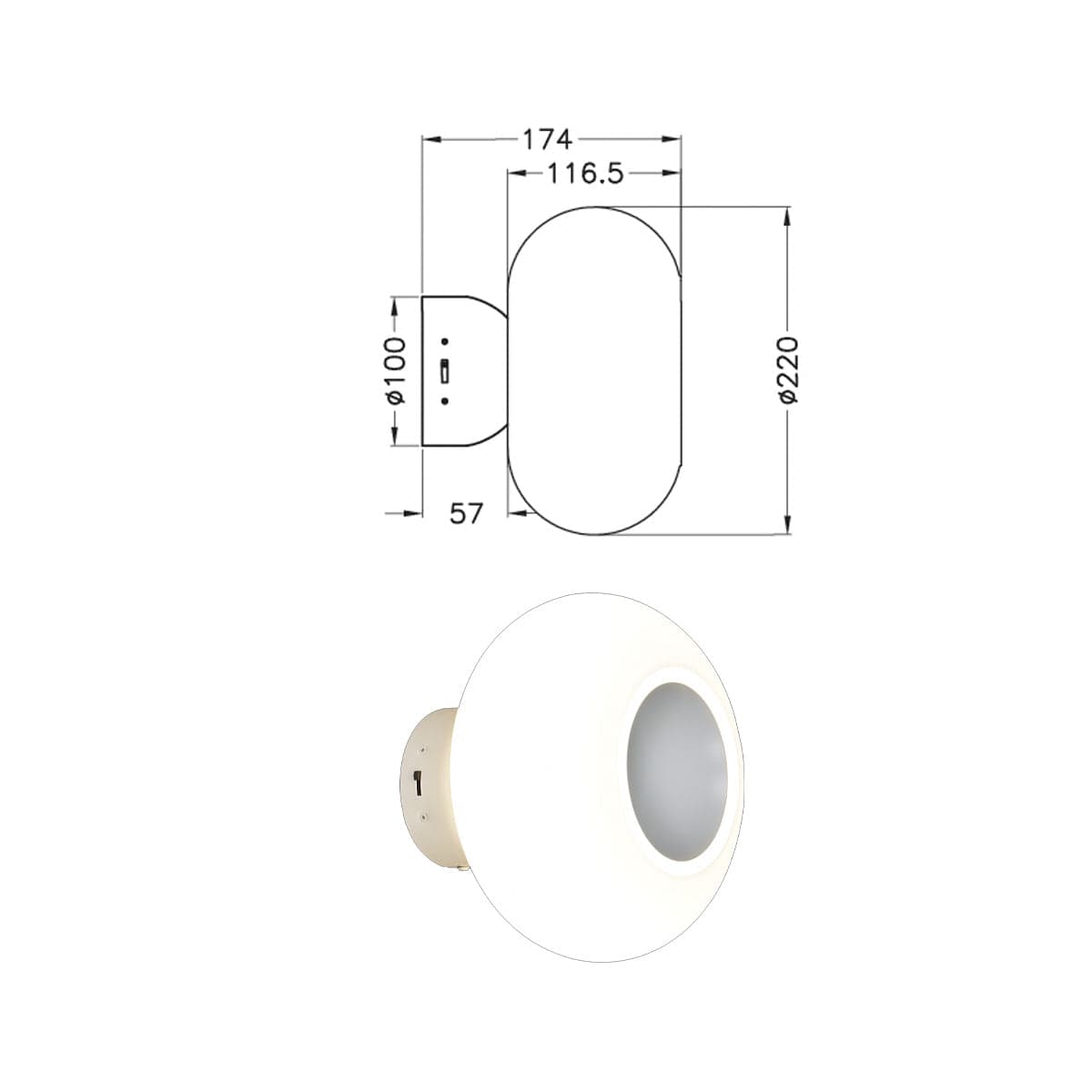 Bricocenter SILVIA WALL SCONCE WHITE GLASS D22 CM LED 9.5W CCT DIMMABLE