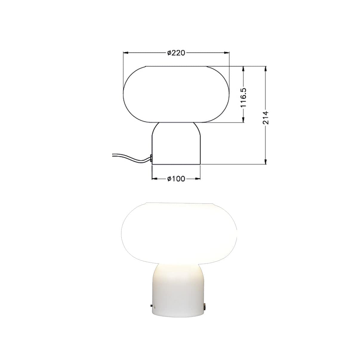 Bricocenter SILVIA TABLE LAMP WHITE GLASS H21.4 CM LED 9.5W CCT DIMMABLE