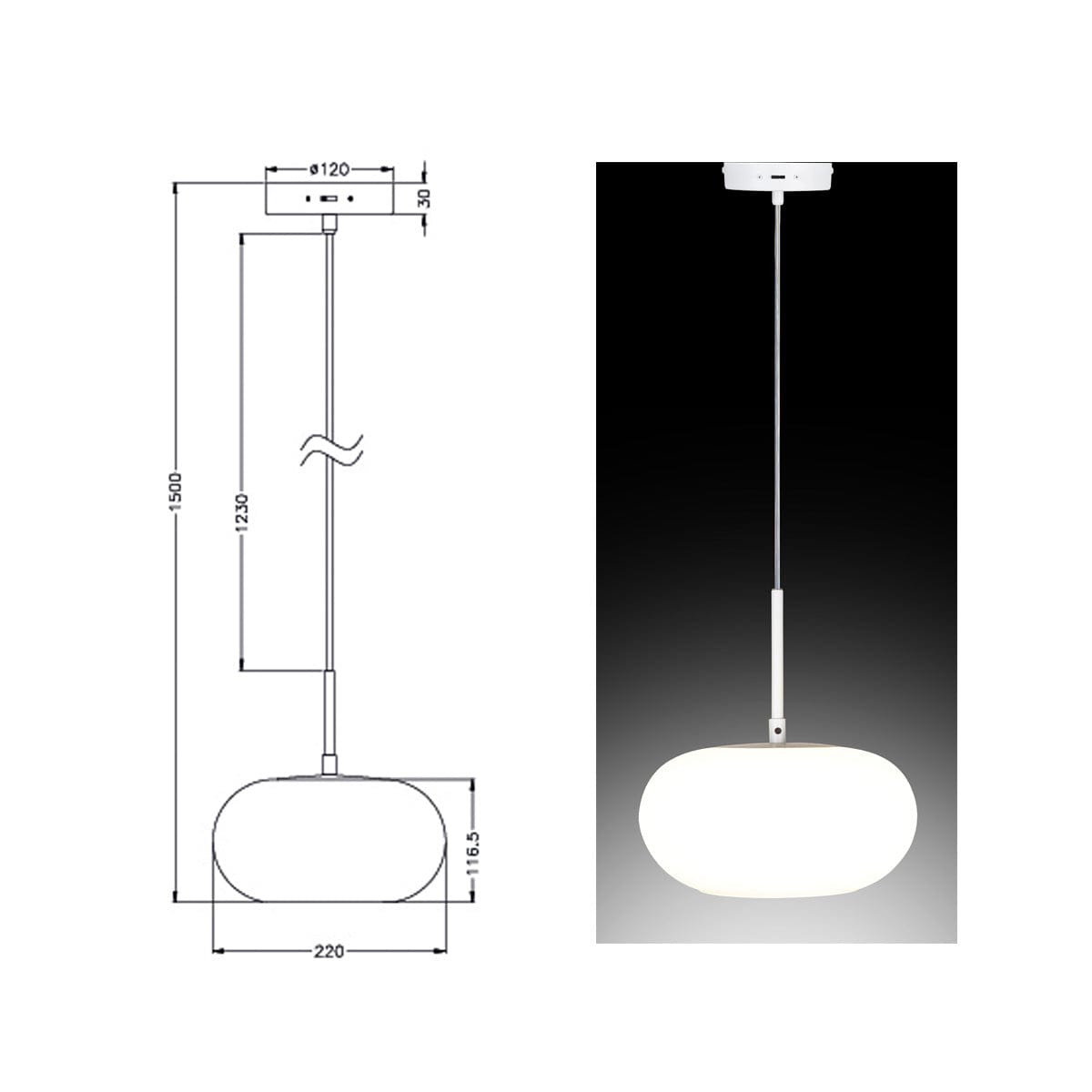 Bricocenter SILVIA CHANDELIER WHITE GLASS D22 CM LED 9.5W CCT DIMMABLE