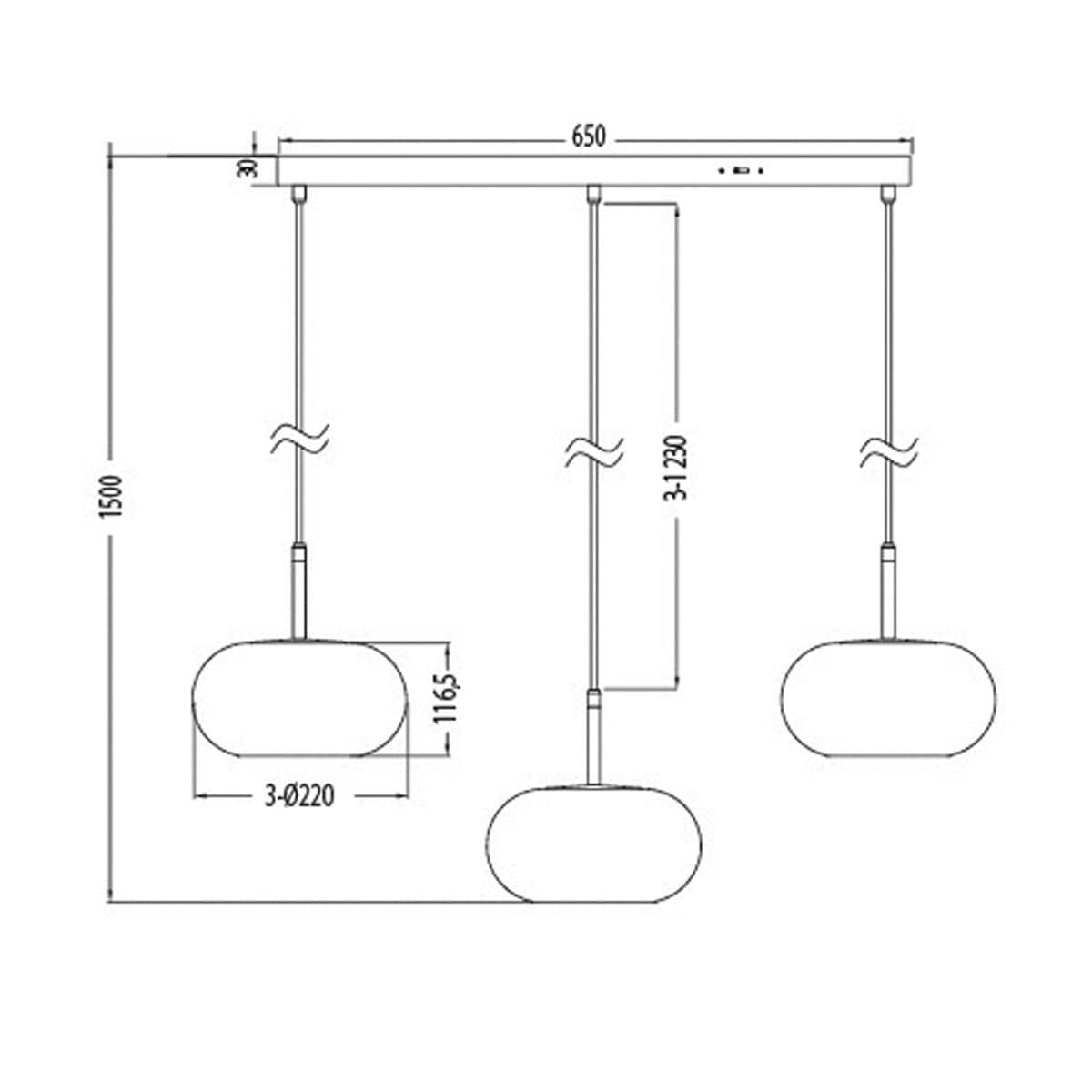 Bricocenter SILVIA CHANDELIER WHITE GLASS D22 CM LED 3X9.5W CCT DIMMABLE