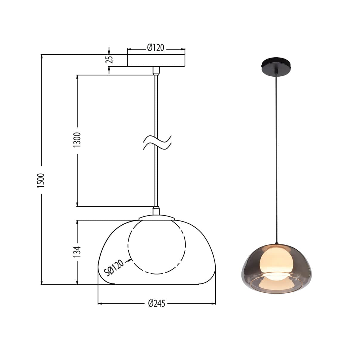 Bricocenter BLACK GLASS MARINA CHANDELIER D25 CM G9=12W