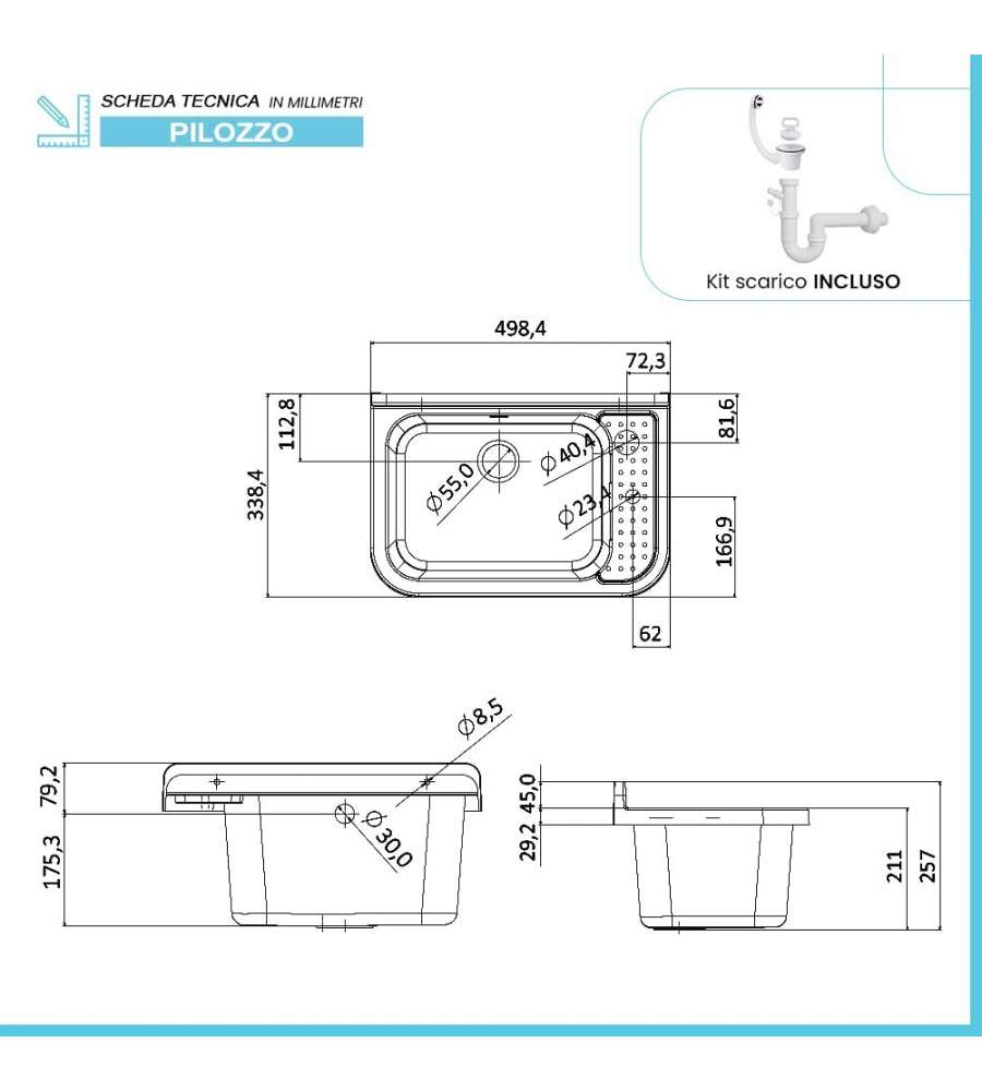 WASHBASIN BASIC L 50 W 39 H 25 CM P