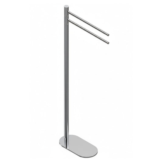 Smart bathroom floor-standing towel rail, chrome, 2 arms