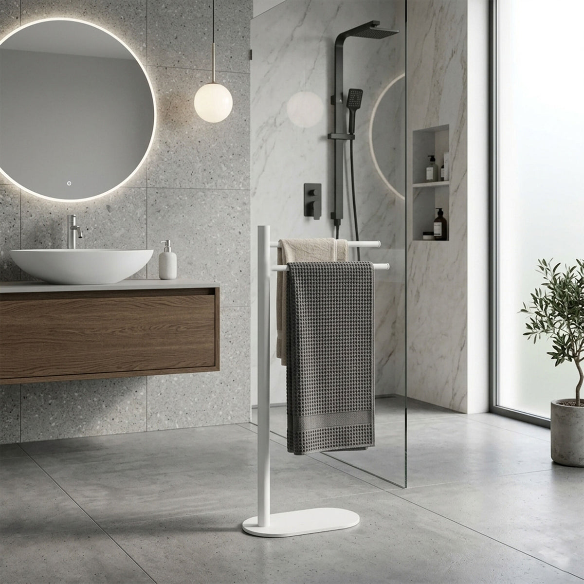 Piantana smart portasalviette bianco 2 bracci