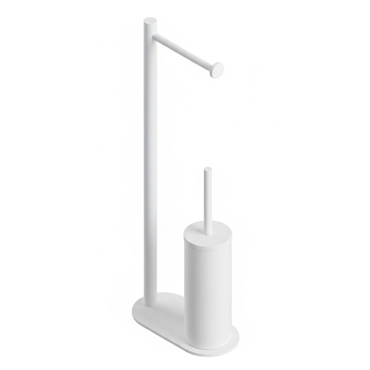 Piantana smart porta rotolo e scopino bianco