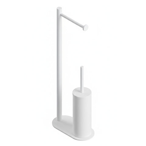 Piantana smart porta rotolo e scopino bianco