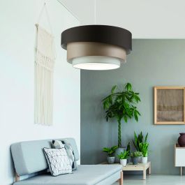 BEIGE AND BROWN FABRIC TRIPLE CYLINDER CHANDELIER D60 E27=60W