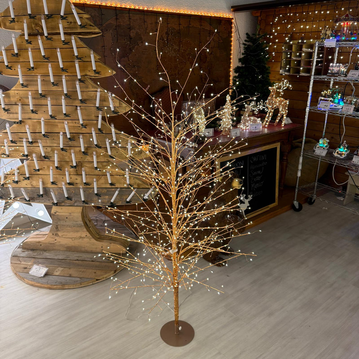 Albero luminoso tiglio rose gold 170cm 784 microled bianco caldo - flash diamond