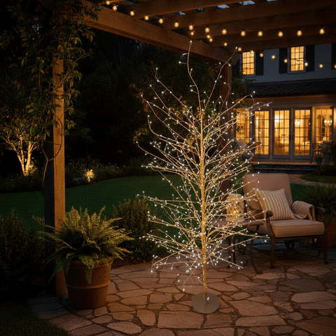 Albero luminoso tiglio rose gold 200cm 1120 microled bianco caldo - flash diamond