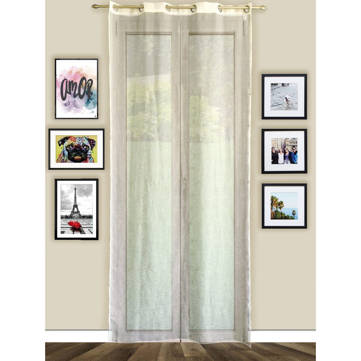 CATERINA FILTER CURTAIN GOLD 140X290 CM WITH EYELETS