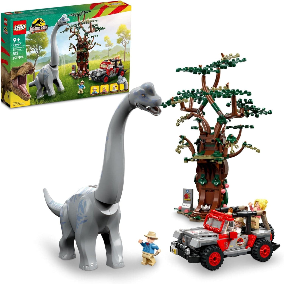 LEGO Jurassic World Brachiosaurus Discovery Jurassic Park 30th Anniversary Dinosaur Toy; Featuring a Large Dinosaur Figure and Brick Built Jeep Wrangler Car - best price from Maltashopper.com 76960