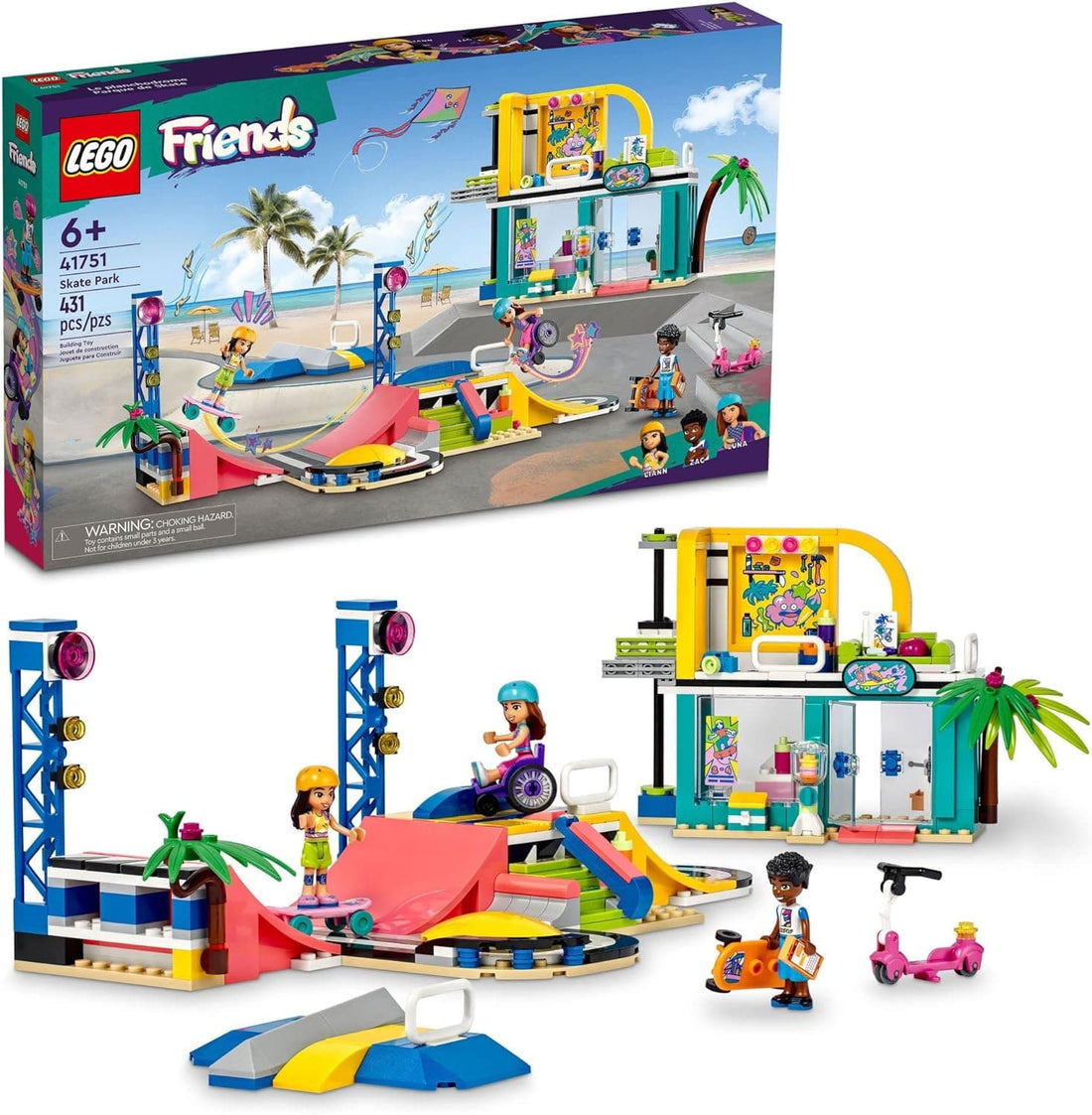 LEGO Friends Skate Park Set with Toy Scooter and Wheelchair - best price from Maltashopper.com 41751