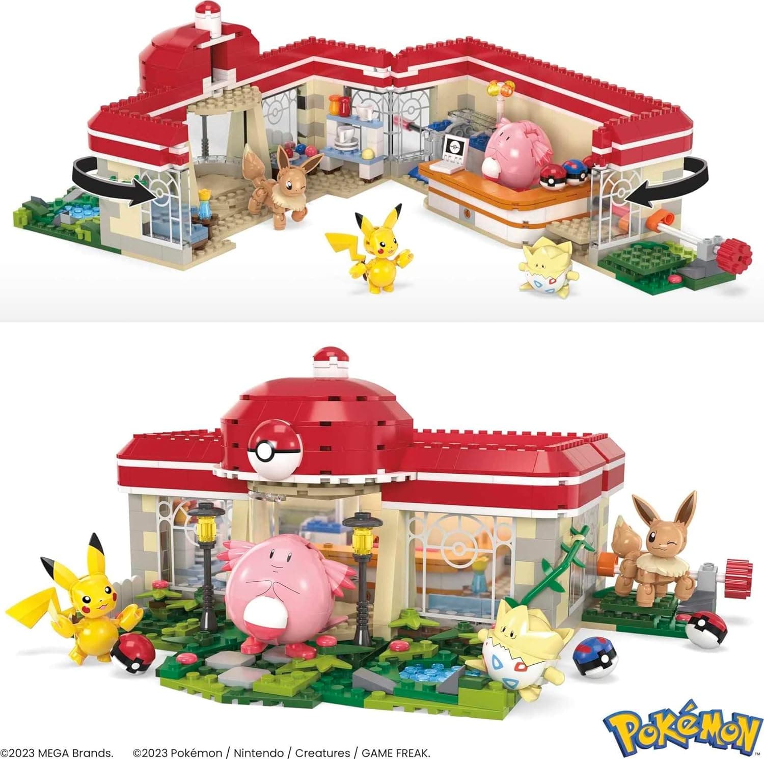 MEGA Pokémon Playset, Forest Pokemon Center Includes Pikachu, Chansey, Eevee, and Togepi - best price from Maltashopper.com HNT93